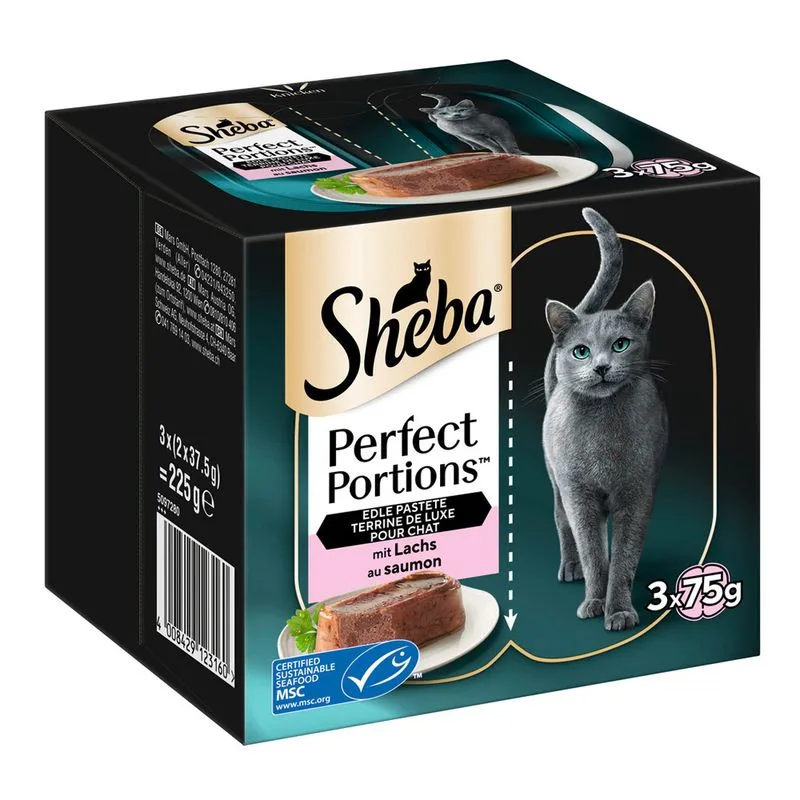 Sheba Perfect Portions 96 x 37,5 g Umido per gatto (Paté con salmone)