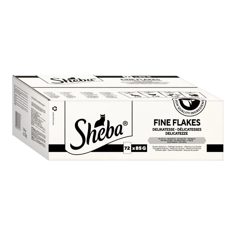 Sheba in buste 72 x 85 g Umido per gatto (Selezione delicata in gelatina - Variazioni di pollame)