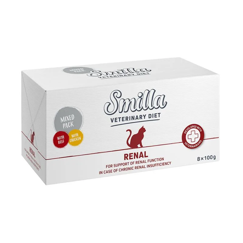 Smilla Veterinary Diet Pacco misto 8 x 100 g umido gatto (Renal: Pollo + Manzo)