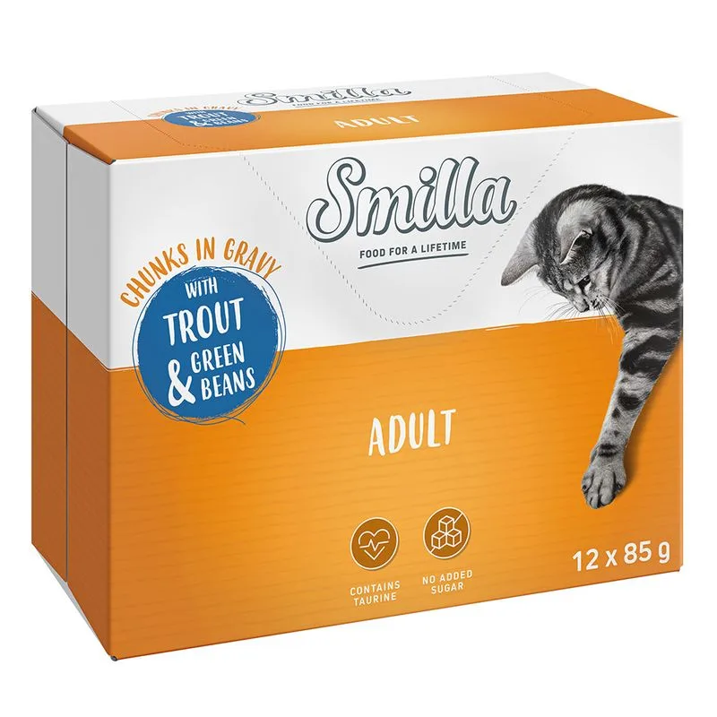 Smilla Adult Bocconcini con verdure (12 x 85 g Trota e Fagiolini)