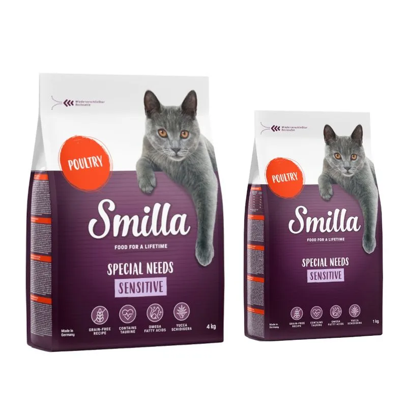 Smilla Adult Sensitive Senza Cereali Pollame Crocchette per gatti (10 kg)