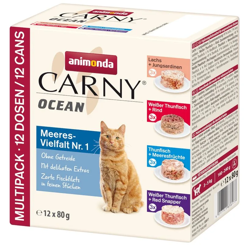animonda Carny Ocean 24 x 80 g (Mix 1: 3 diverse varianti Tonno + Salmone & Bianchetti)