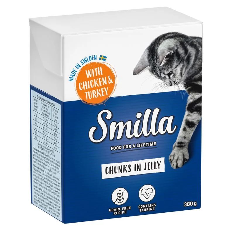 Smilla Bocconcini in Gelatina 24 x 380 g umido gatto (Pollo & Tacchino)