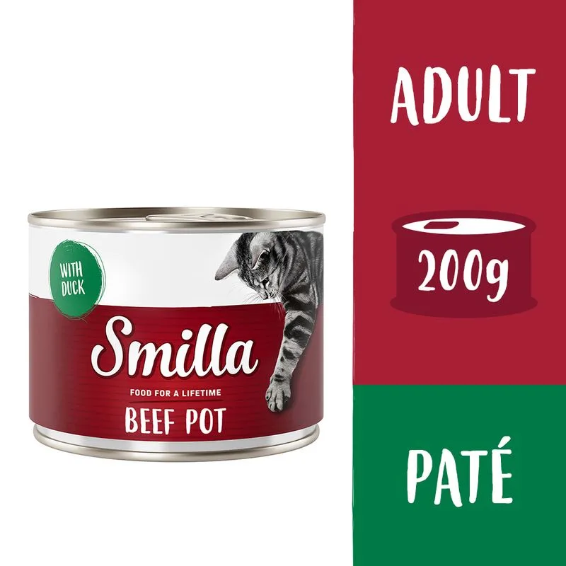 Smilla Delizie al Manzo 12 x 200 g Alimento umido per gatti (Manzo con Anatra)