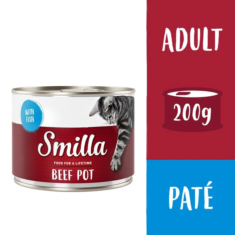 Smilla Delizie al Manzo 12 x 200 g Alimento umido per gatti (Manzo con Pesce)