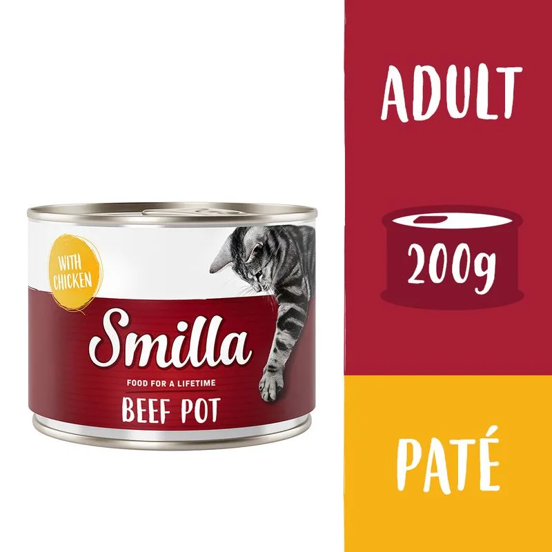 Smilla Delizie al Manzo 12 x 200 g Alimento umido per gatti (Manzo con Pollo)