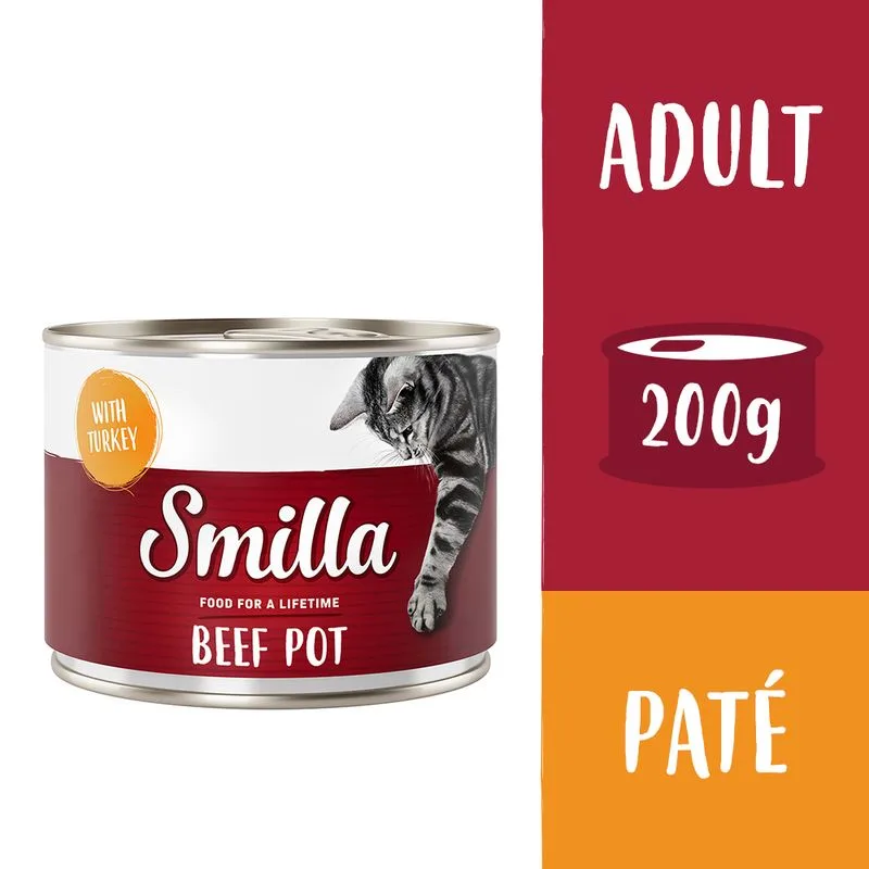 Smilla Delizie al Manzo 12 x 200 g Alimento umido per gatti (Manzo con Tacchino)
