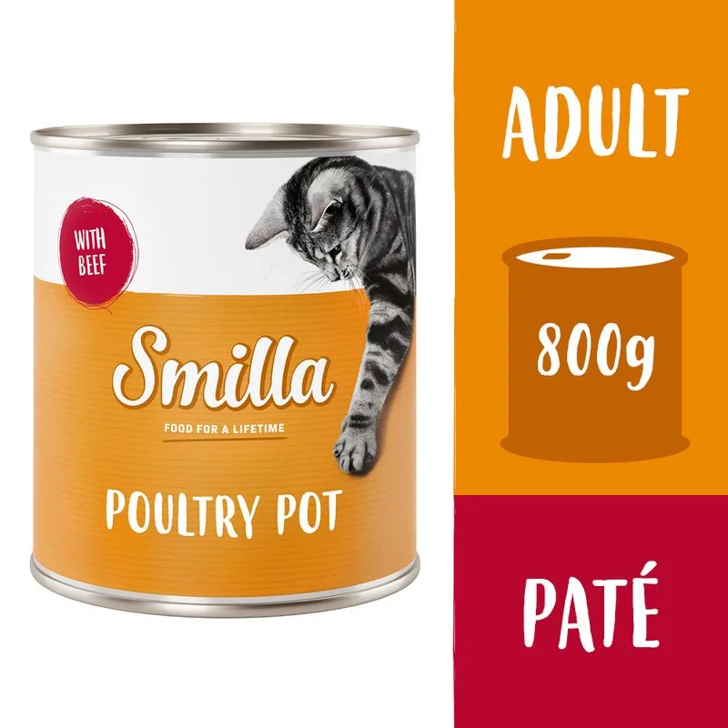Smilla Delizie al Pollo 12 x 800 g Alimento umido per gatti (Tenero Pollo con Manzo)