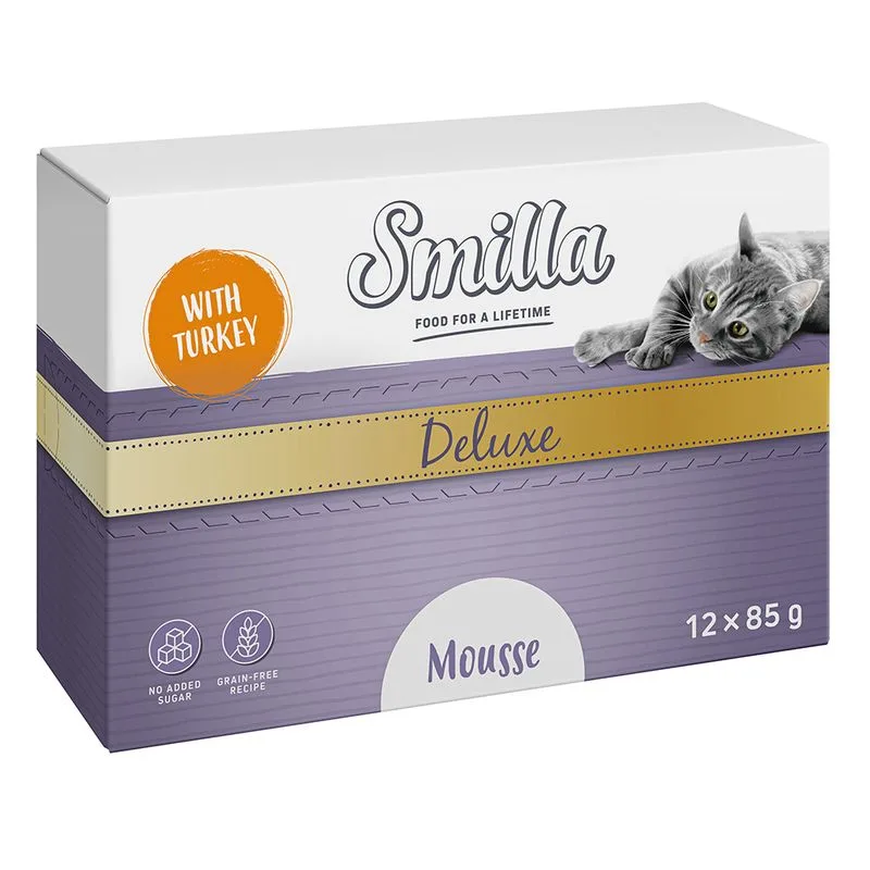 Smilla Deluxe Patè 48 x 85 g umido per gatto (con Tacchino & Basilico)