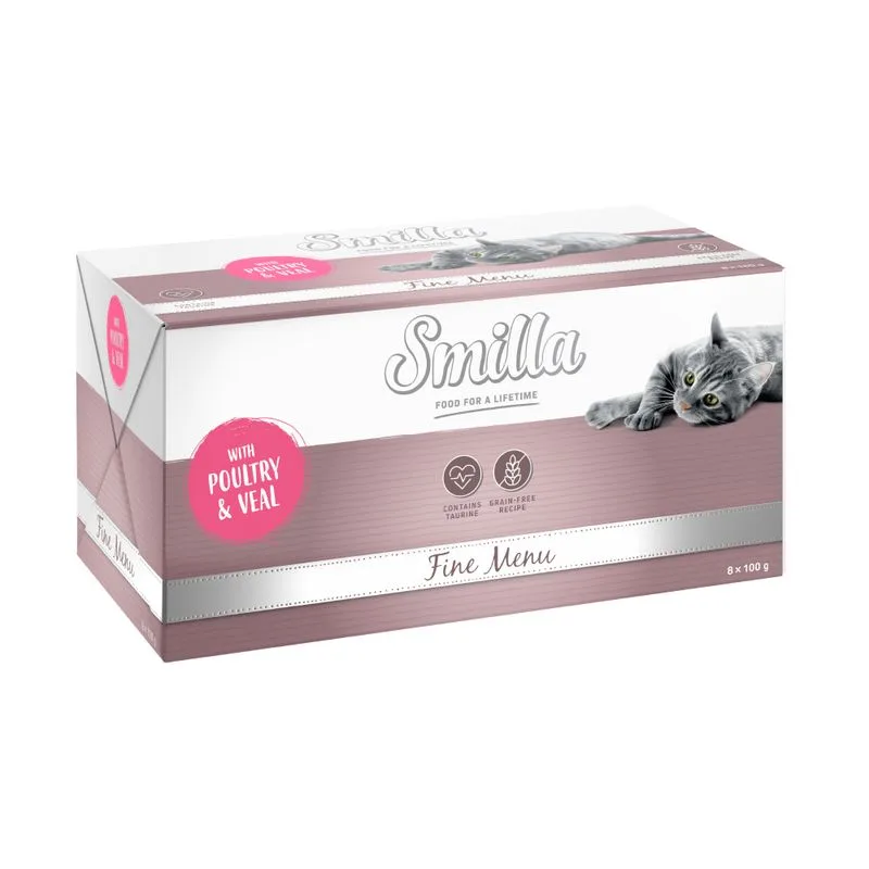 Smilla Fine Menù 48 x 100 g umido gatto (Pollame & Vitello)