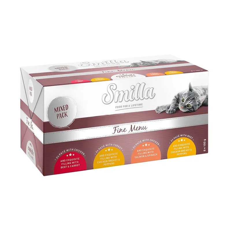 Smilla Fine Menù Delizioso ripieno 24 x 100 g umido gatto (Mix: (4 varianti))