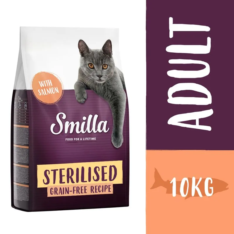 Smilla Sterilised Senza Cereali con Salmone Crocchette gatto (Set %: 2 x 10 kg)