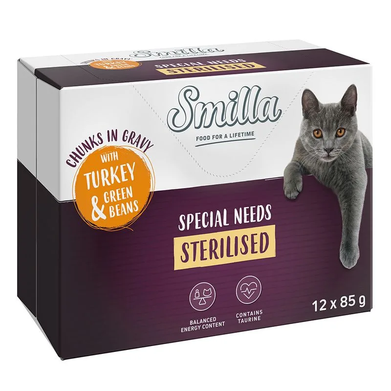 Smilla Sterilized Bocconcini in salsa con verdure (12 x 85 g Tacchino e Fagiolini)