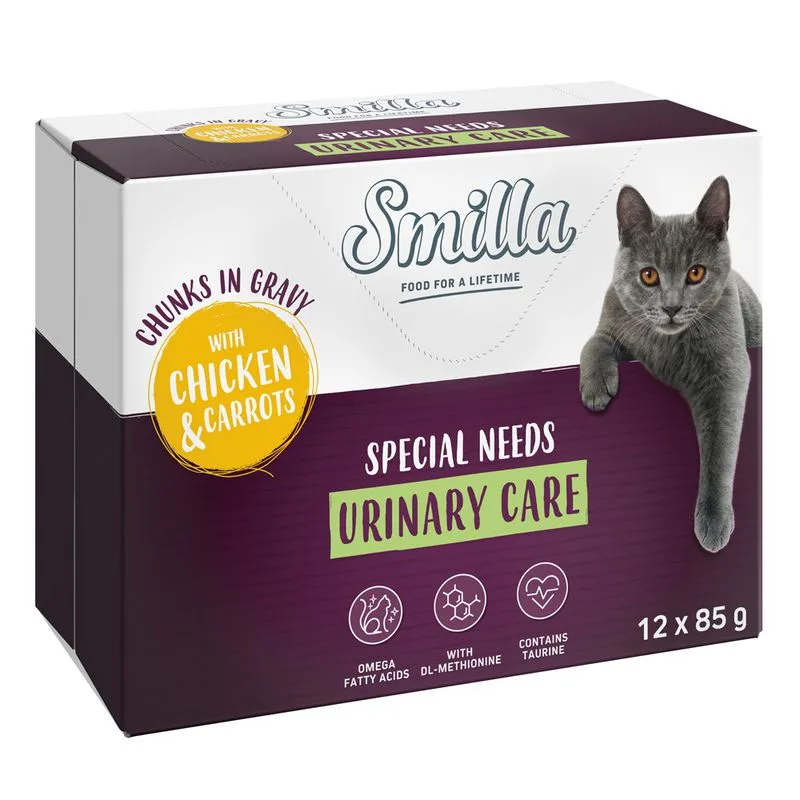 Smilla Urinary Care Bocconcini in Salsa con Verdure in Busta umido gatto (Set %: 24 x 85 g Pollo e Carote)