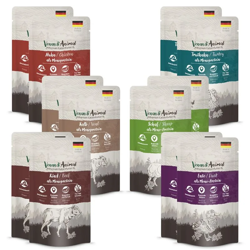 Venandi Animal 12 x 125 g Pacco misto umido gatto