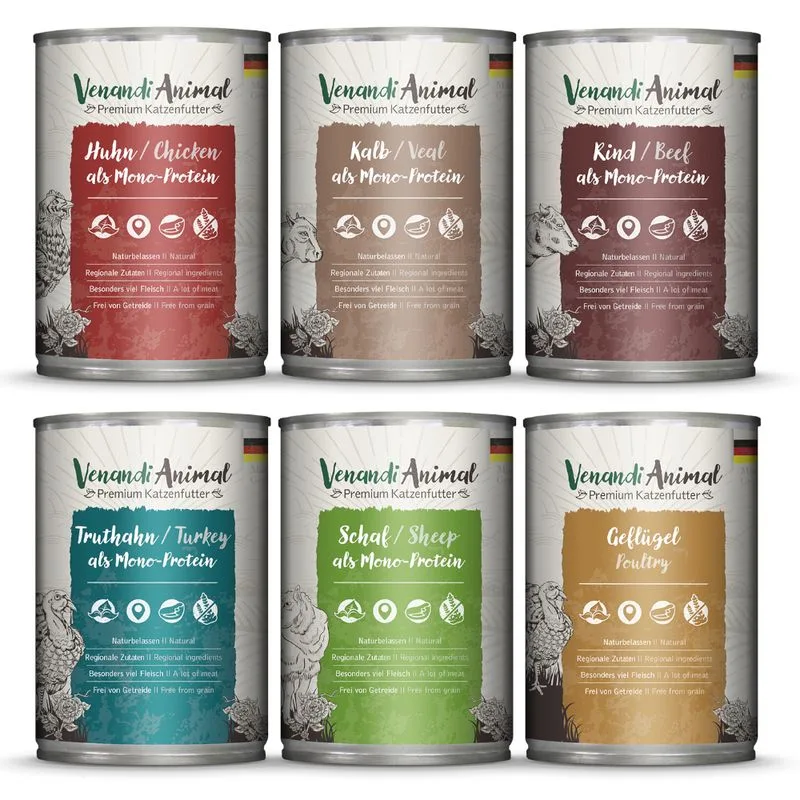 Venandi Animal 6 x 400 g Pacco misto umido gatto