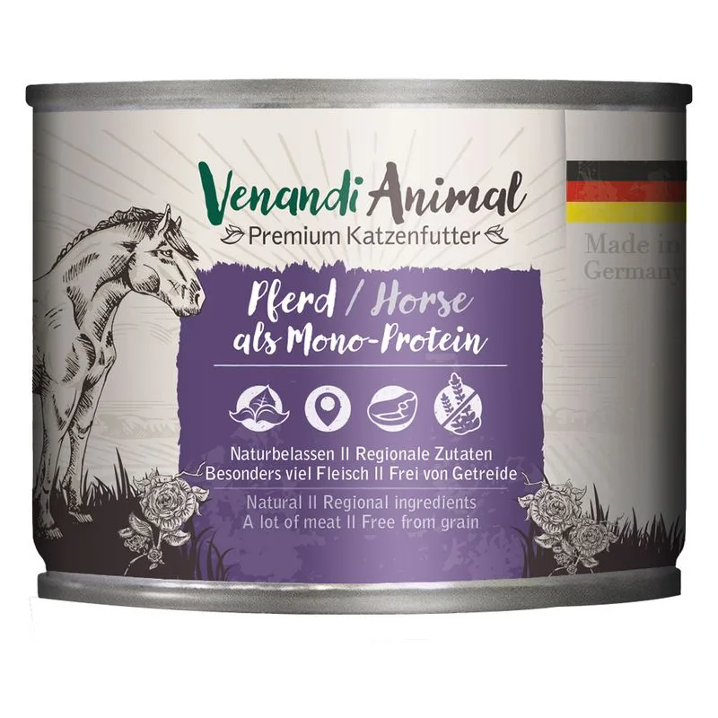 Venandi Animal Monoprotein 24 x 200 g umido gatto (Cavallo)