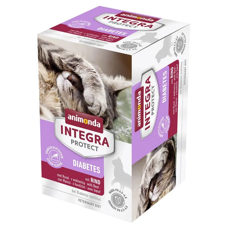 animonda Integra Protect Adult Diabetes Vaschetta umido per gatto (Set %: 24 x 100 g Manzo)