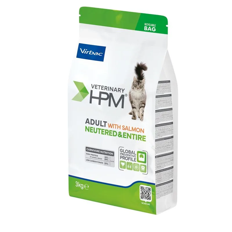 Virbac Veterinary HPM Adult Salmone Neutered & Entire Cat (3 kg)