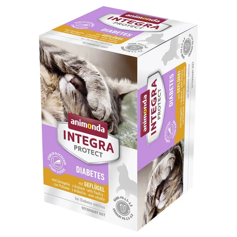 animonda Integra Protect Adult Diabetes Vaschetta umido per gatto (Set %: 24 x 100 g Pollame)