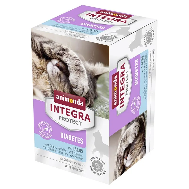 animonda Integra Protect Adult Diabetes Vaschetta umido per gatto (Set %: 24 x 100 g Salmone)