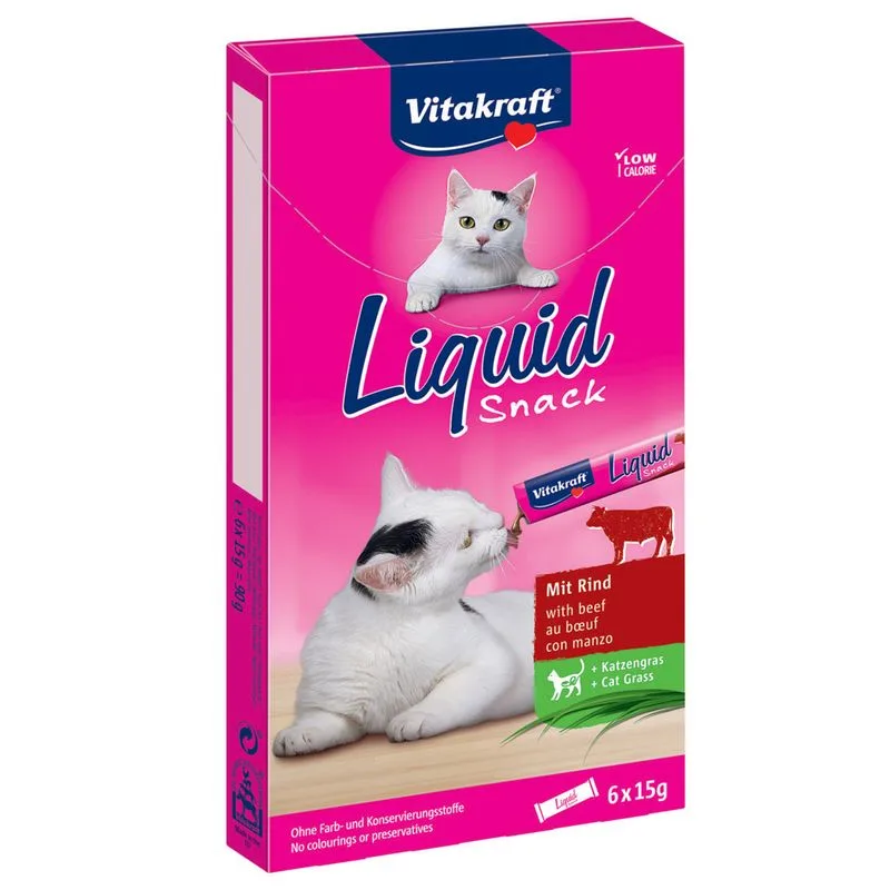 Vitakraft Cat Liquid Snack con Manzo + Inulina (Set %: 48 x 15 g)