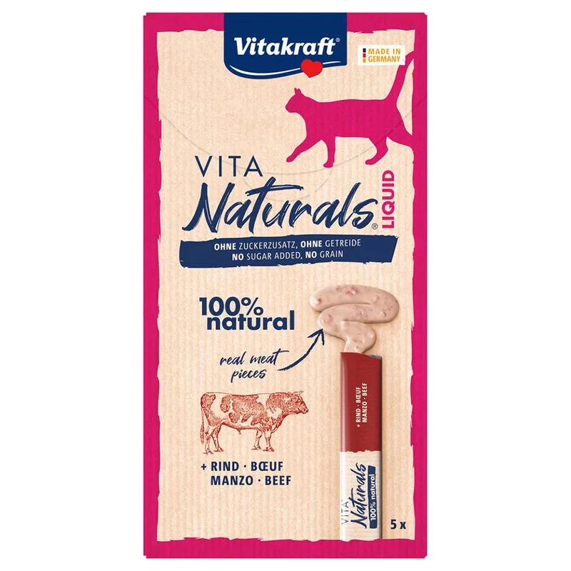 Vitakraft Vita Naturals Liquid Manzo Snack per gatto (Set %: 20 x 15 g)