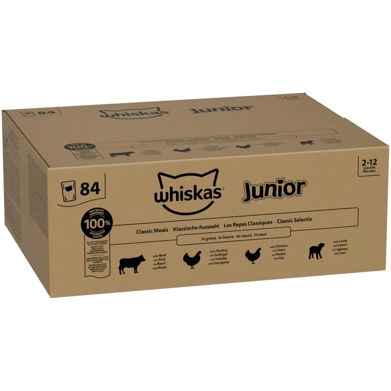 Megapack risparmio! Whiskas Junior buste 84 x 85 g (Selezione classica in salsa)