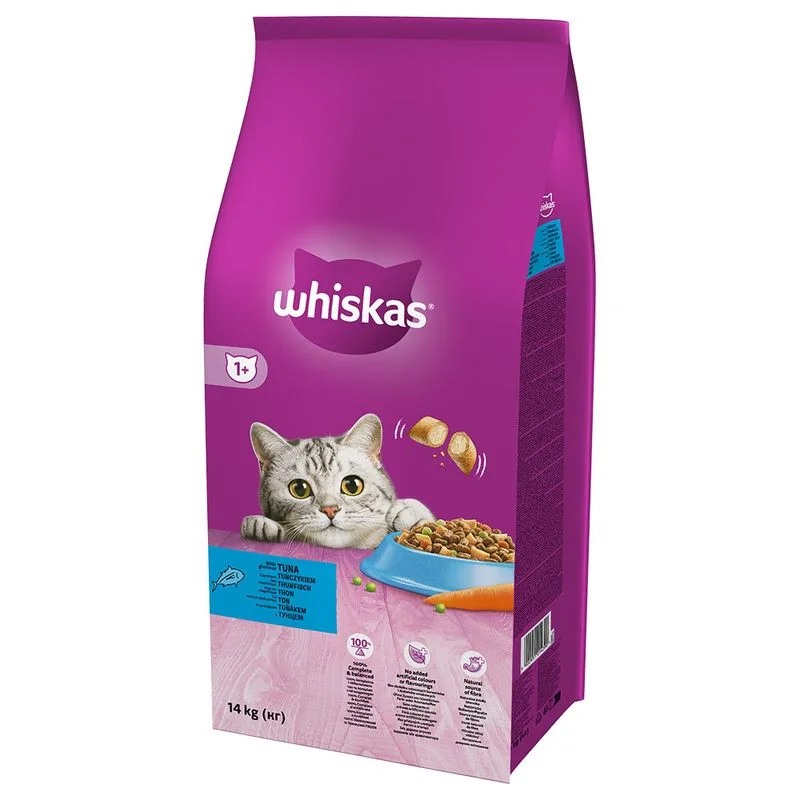 Multipack risparmio! 2 x 14 kg Whiskas Crocchette per gatti (1+ Tonno)
