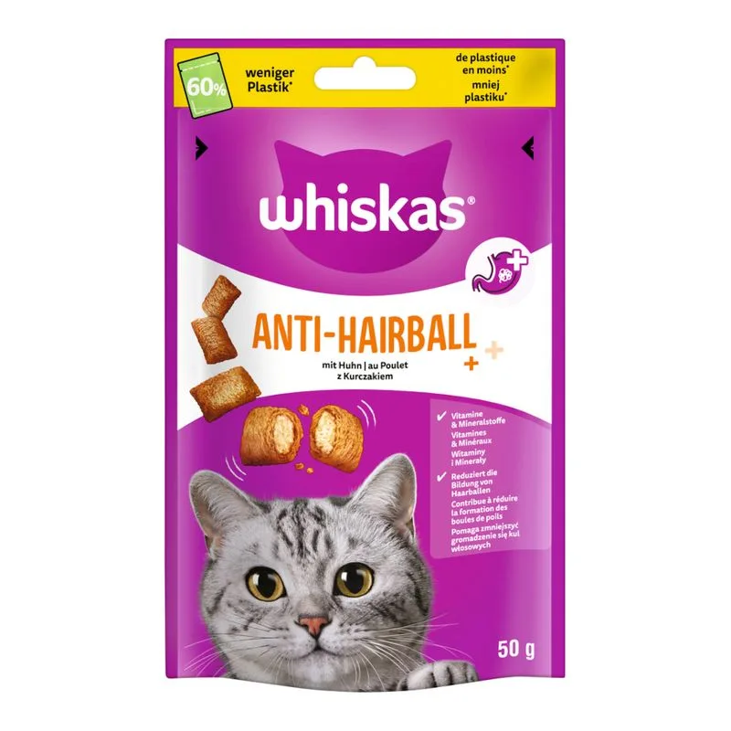 Multipack risparmio! Whiskas Snack (8 x 50 g Anti-Hairball)