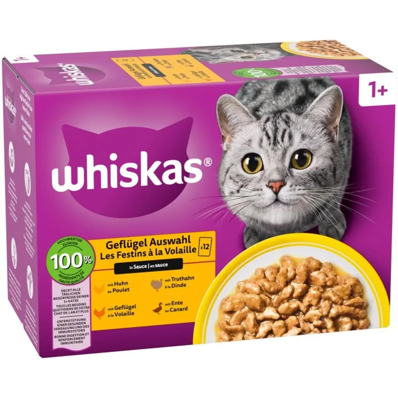 Whiskas 1+ Adult buste 12 x 85 g (Selezione Carni bianche in Salsa)