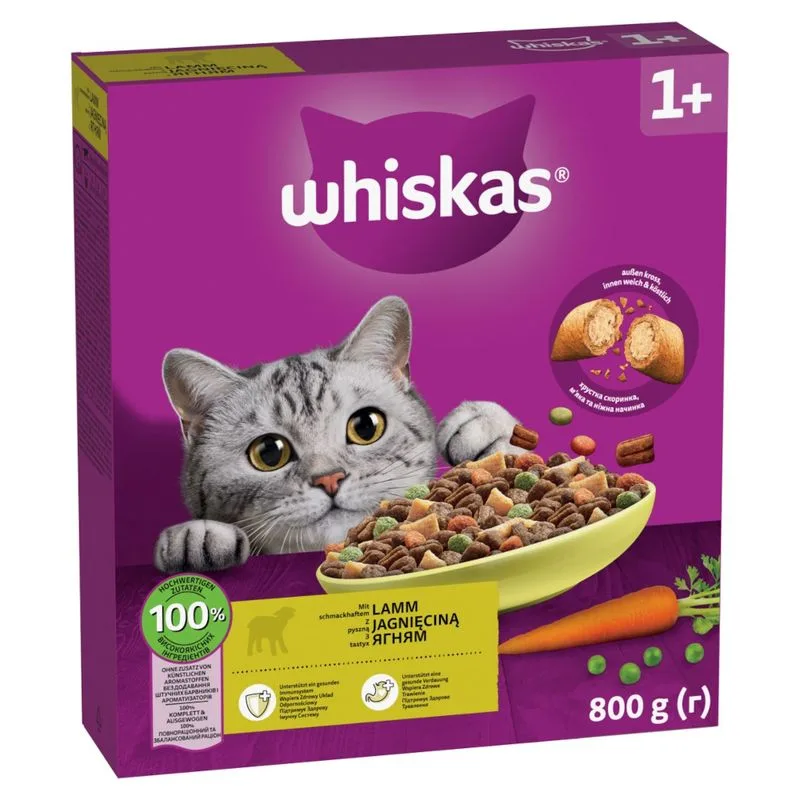 Whiskas 1+ Agnello Crocchette per gatti (Set % : 2 x 800 g)