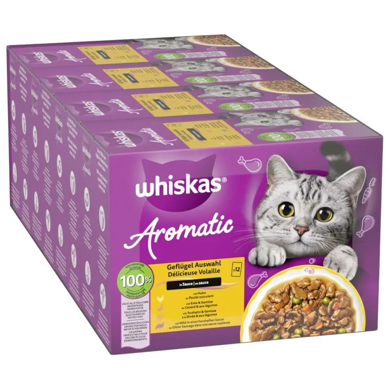 Whiskas 1+ Aromatic Selection 96 x 85 g (Pollame in salsa)