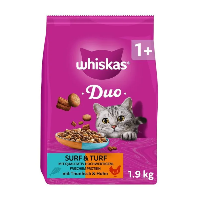 Whiskas 1+ Duo Surf & Turf Tonno e Pollo (Set %: 3 x 1,9 kg)