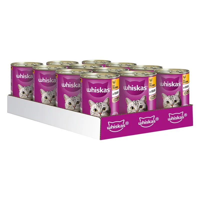 Whiskas 1+ lattine 12 x 400 g (Pollo in Gelatina)