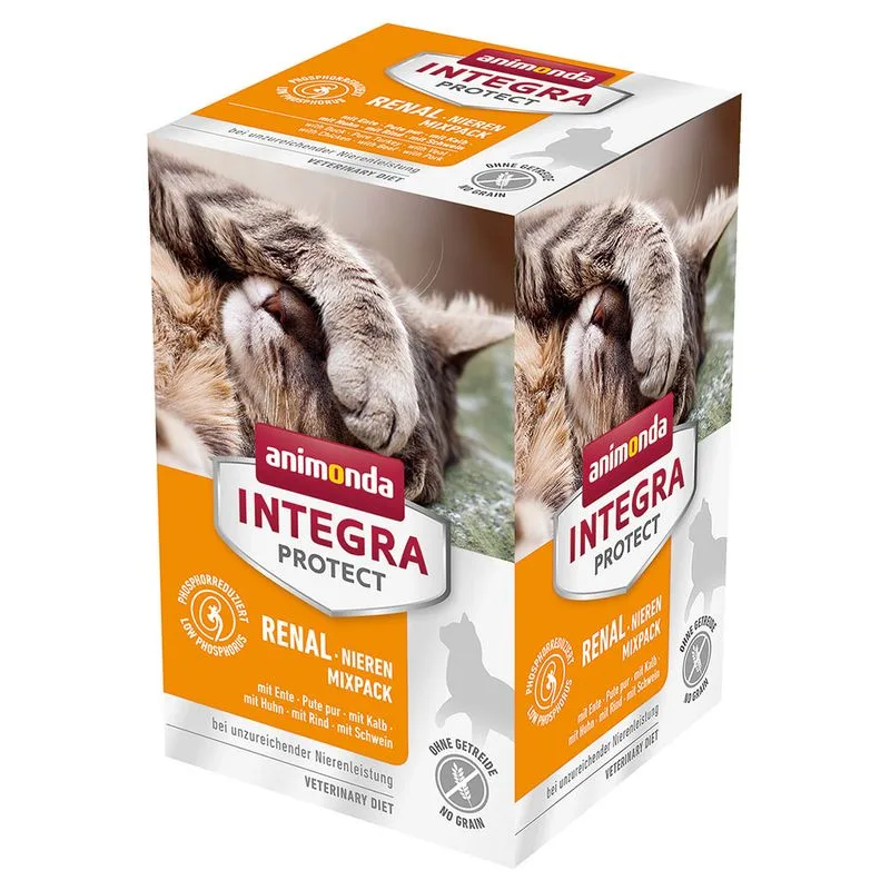 animonda Integra Protect Adult Renal Vaschetta umido per gatto (Set %: 24 x 100 g Mix: Anatra, Tacchino puro, Vitello, Pollo, Manzo, Maiale)