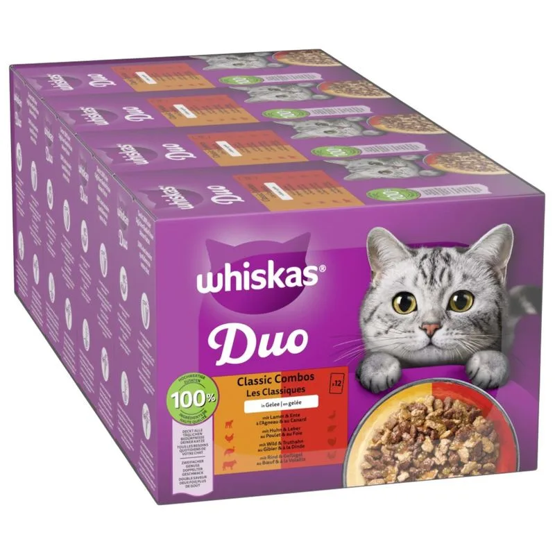Whiskas Duo in buste Pacco misto 48 x 85 g Alimento umido per gatto (Combo classica in Gelatina)