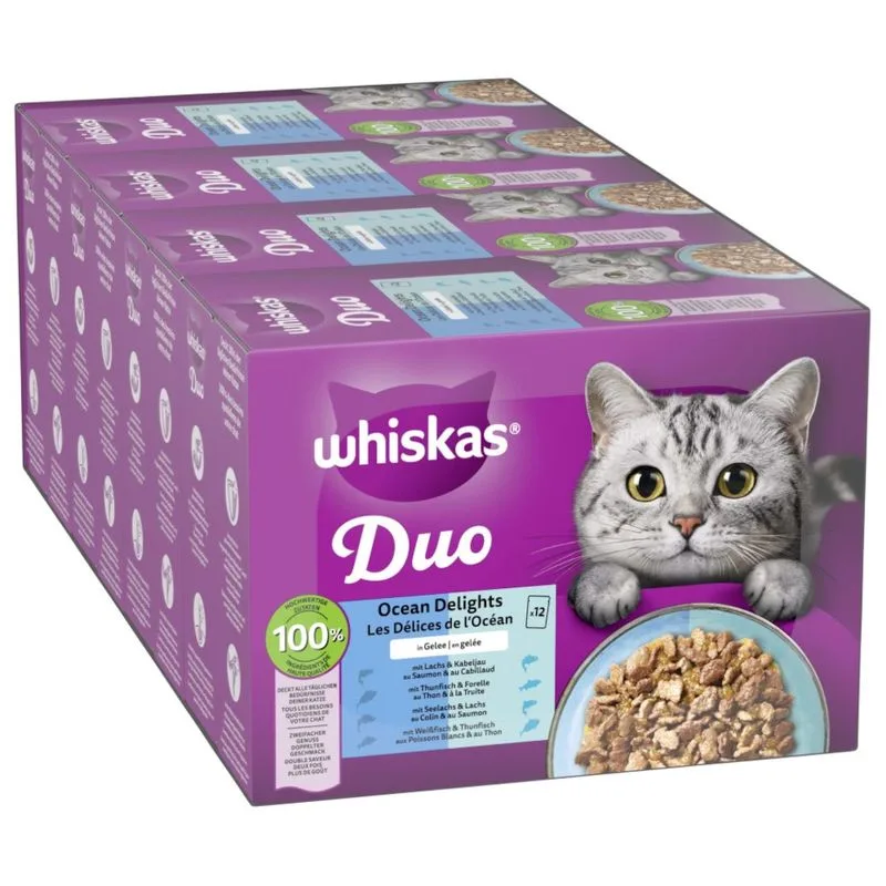 Whiskas Duo in buste Pacco misto 48 x 85 g Alimento umido per gatto (Delizie dell'Oceano in Gelatina)