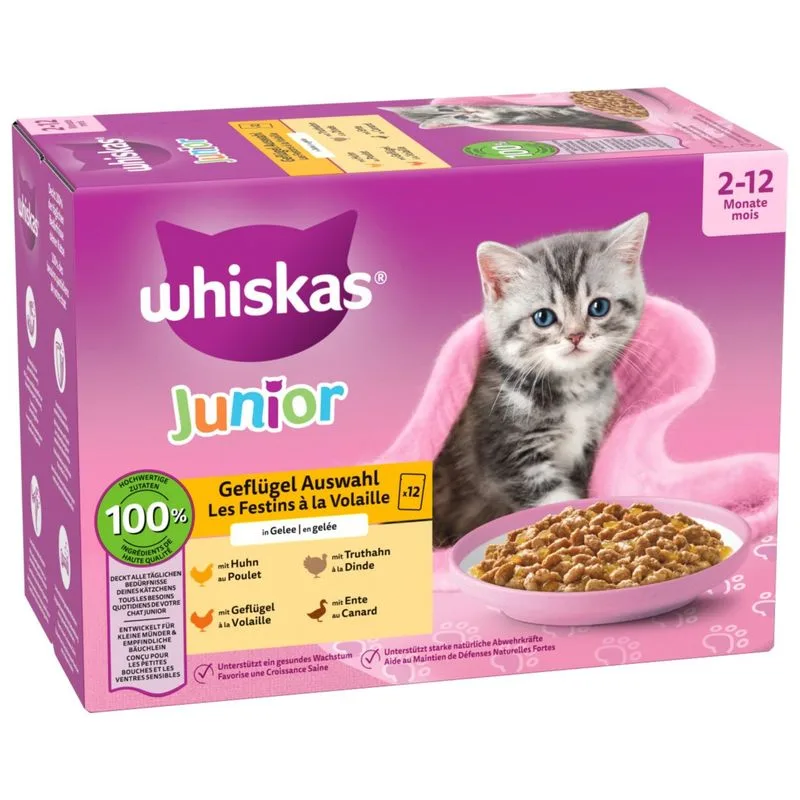 Whiskas Junior buste 12 x 85 g (Selezione Carni bianche in Gelatina)