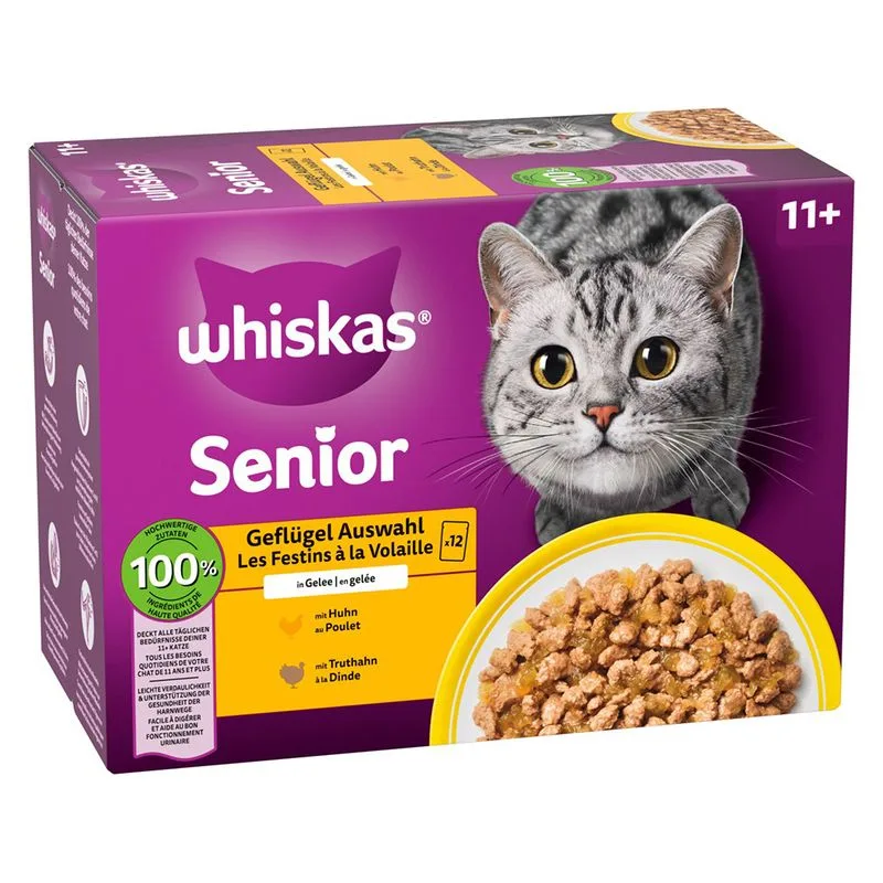 Whiskas Senior buste 12 x 85 g (11+ Selezione Carni Bianche in Gelatina)