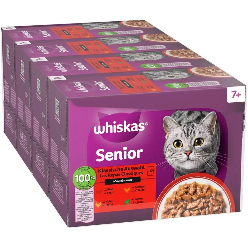 Whiskas Senior buste 144 x 85 g (7+ Selezione Classica in Salsa)