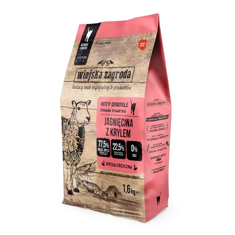 Wiejska Zagroda Cat Agnello con Krill (Set %: 2 x 1,6 kg)