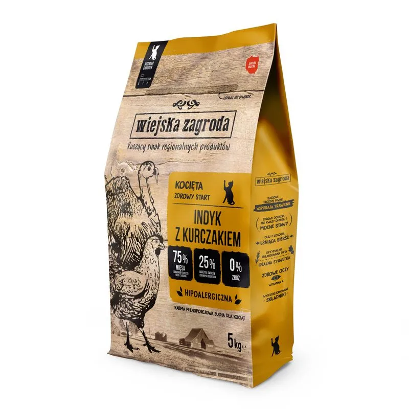 Wiejska Zagroda Kitten Tacchino con Pollo (Set %: 2 x 5 kg)