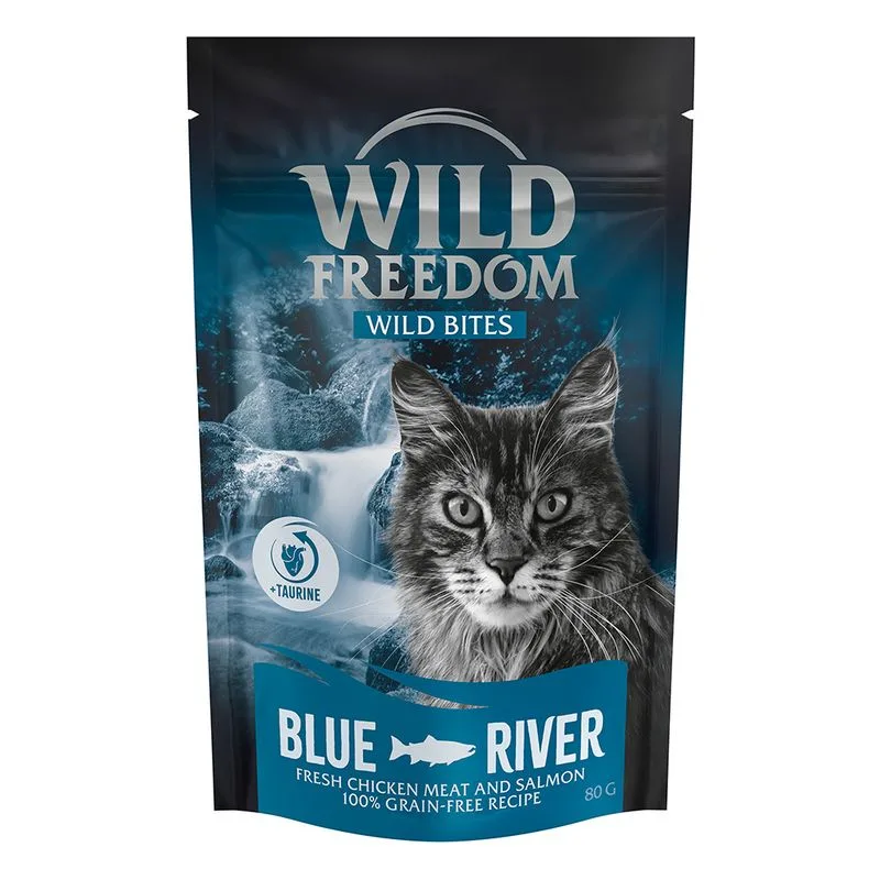 Wild Freedom - Wild Bites 80 g Snack senza cereali per gatto (Blue River - Pollo & Salmone)