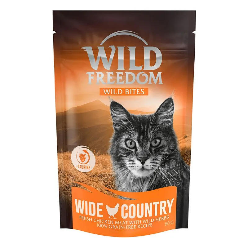 Wild Freedom - Wild Bites 80 g Snack senza cereali per gatto (Wide Country - Pollo)