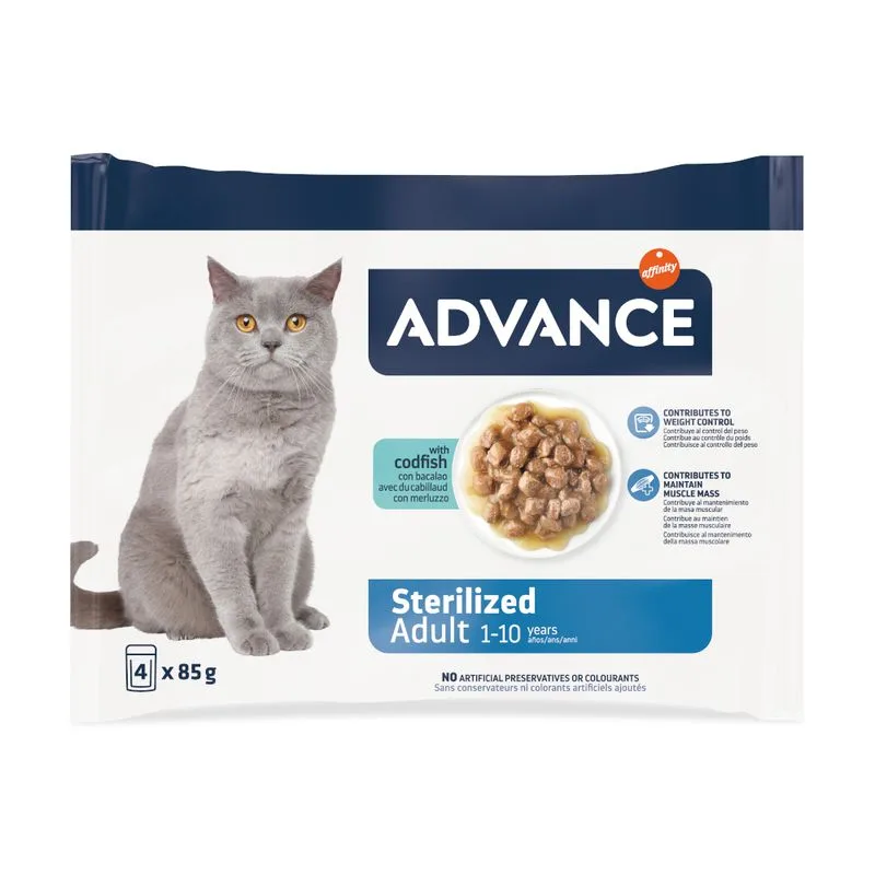 Advance Feline Sterilized Merluzzo umido per gatto (Set %: 52 x 85 g)