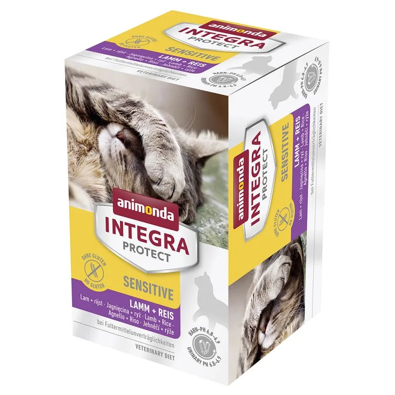 animonda Integra Protect Adult Sensitive Vaschetta umido per gatto (Set %: 24 x 100 g Agnello & Riso)