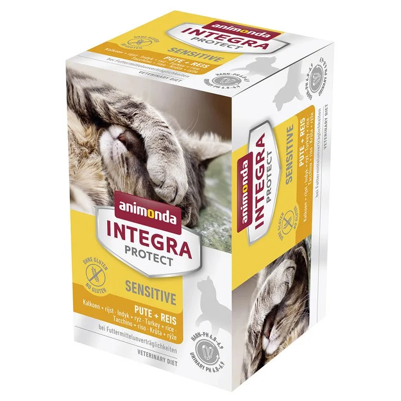 animonda Integra Protect Adult Sensitive Vaschetta umido per gatto (Set %: 24 x 100 g Tacchino & Riso)