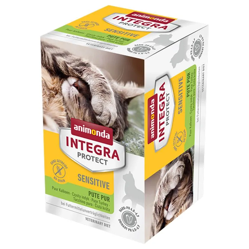 animonda Integra Protect Adult Sensitive Vaschetta umido per gatto (Set %: 24 x 100 g Tacchino Puro)