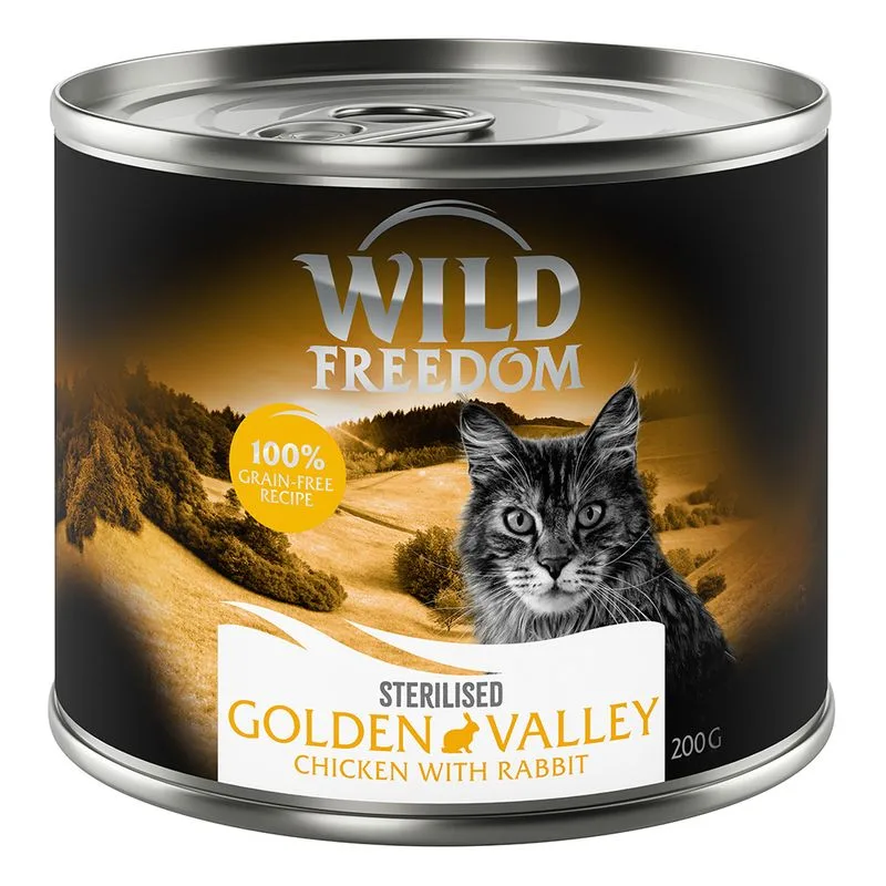 Wild Freedom Adult Sterilised 24 x 200 g - senza cereali (Golden Valley - Coniglio & Pollo)